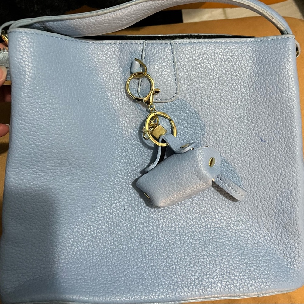 Light Blue Pebbled Leather Handbag